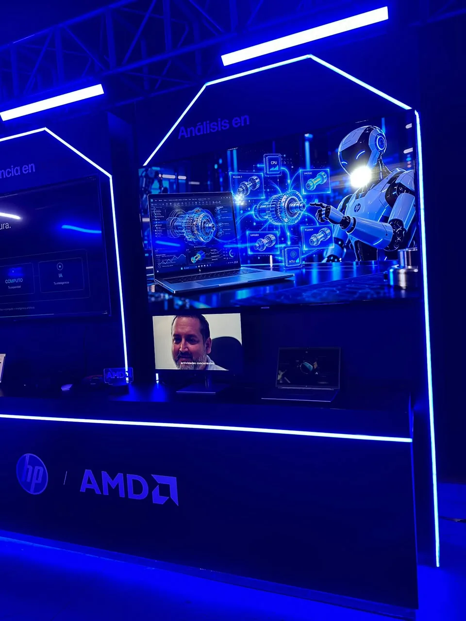 Demostración visual de análisis con IA en una estación de trabajo HP y AMD